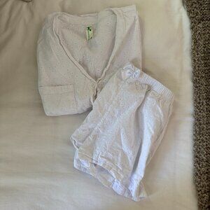 White Eyelet Pajama Set